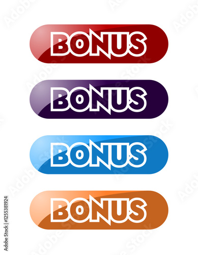set of cool abstract stickers banners with the text bonus in the form of a button