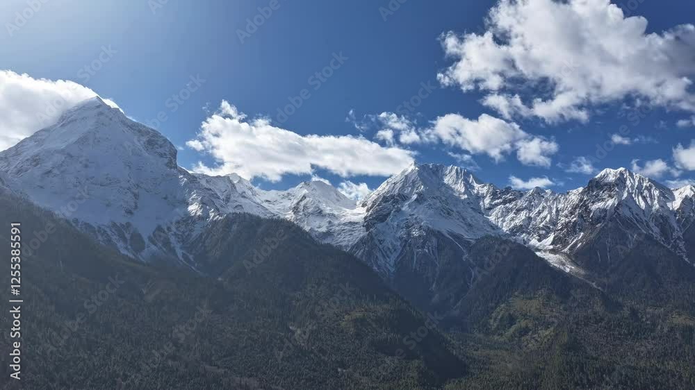 4k aerial video of Bome Snow Mountain Viewing Platform offers close look at Sengeri Dupari Mora Peaks 4k aerial video of Bome Snow Mountain Viewing Platform offers close look at Sengeri Dupari Mora Peaks
