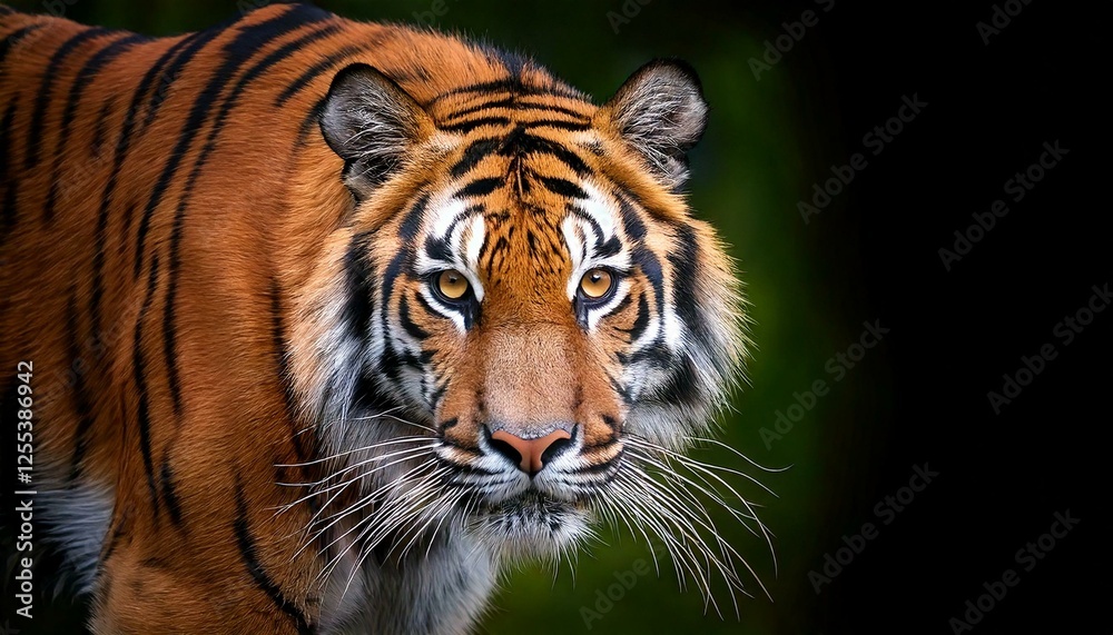 Fototapeta premium The proud and powerful Sumatran tiger moving gracefully forward, each step exuding strength and dominance