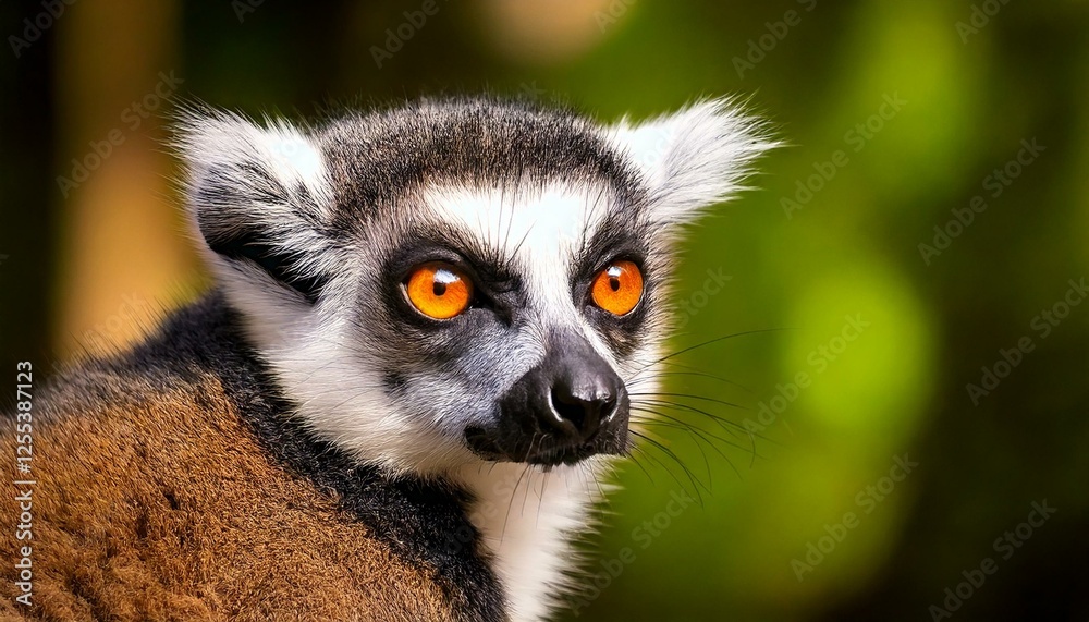 Naklejka premium A stunning close-up of a Ring-Tailed Lemur (Lemur Catta), highlighting its expressive face and soft fur