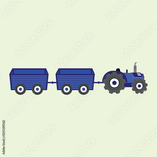 design element graphic design of a tractor with 2 blue cargo carriages. design element illustration of a vehicle needed by farmers