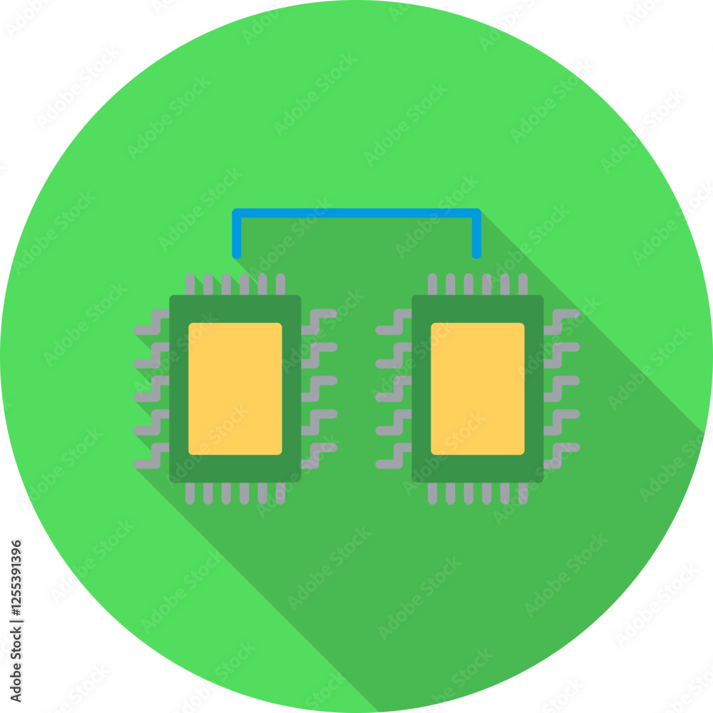 Processors Connected Vector Icon Processors Connected Vector Icon