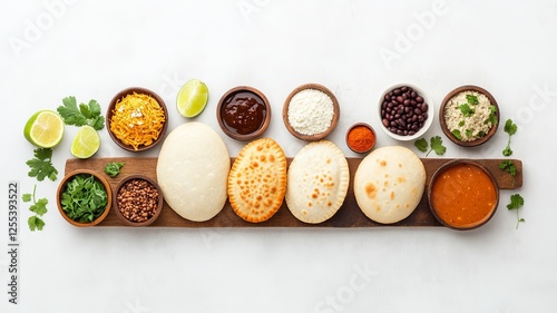 Wallpaper Mural A variety of Venezuelan empanadas on a wooden board Torontodigital.ca