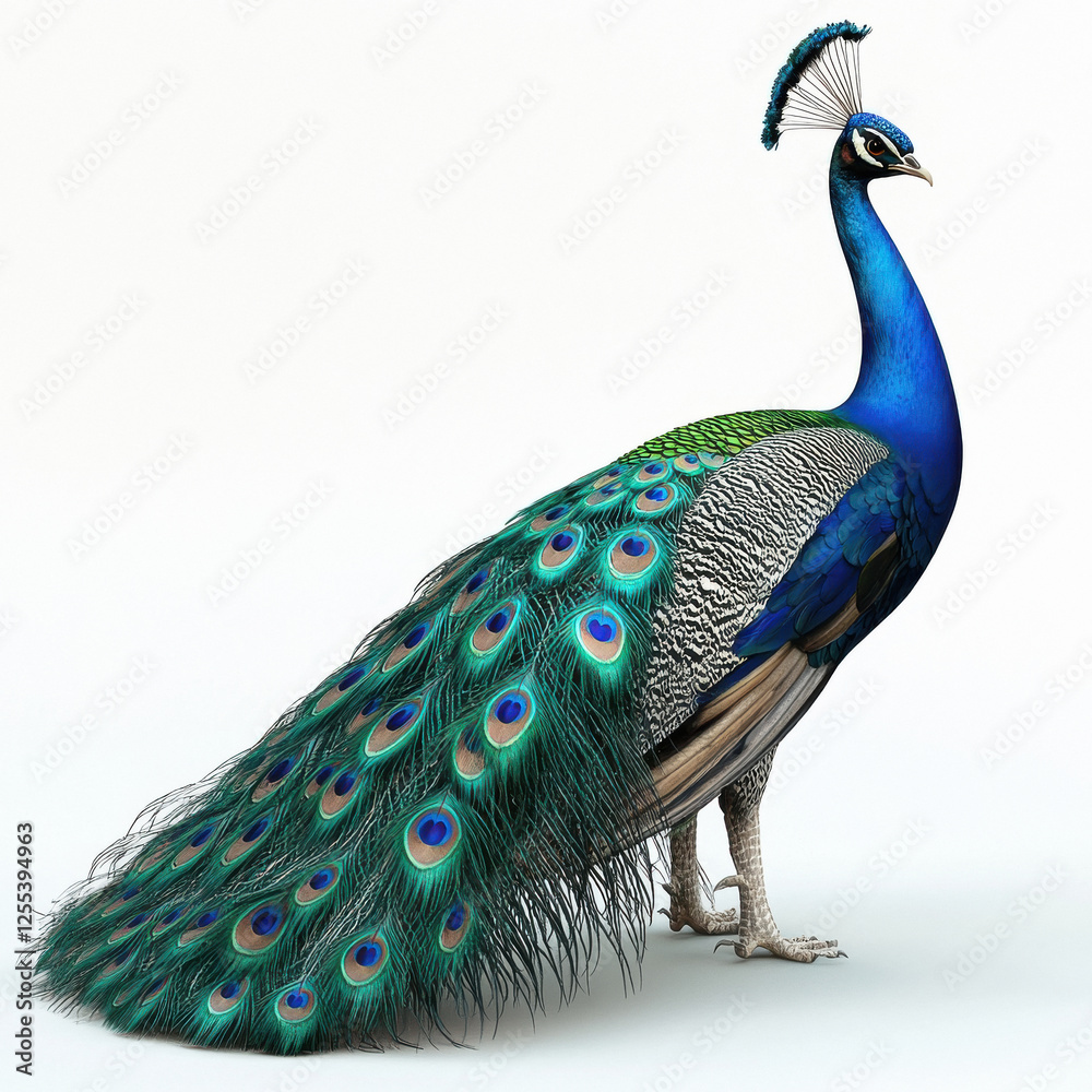 Obraz premium peacock standing on white background