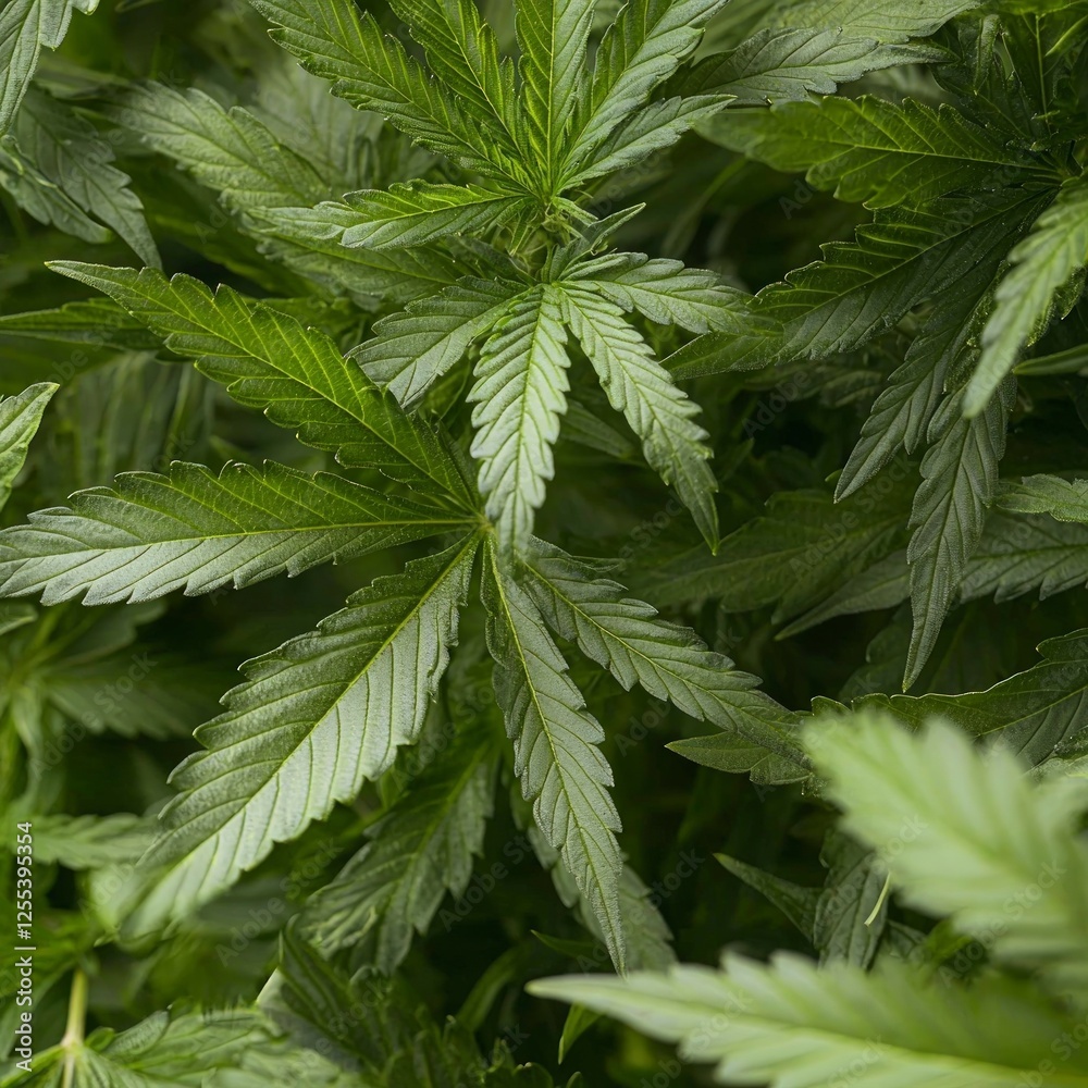 Close Up Detailed Green Cannabis Leaves Close Up Detailed Green Cannabis Leaves