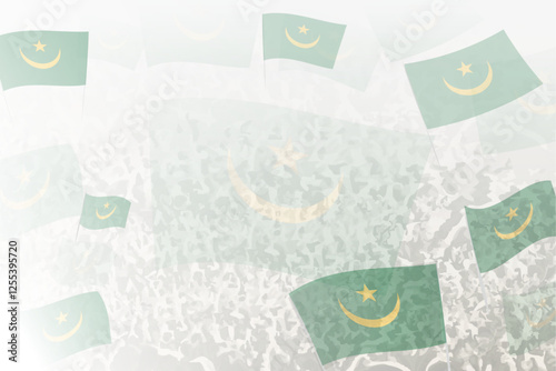 Celebratory Crowd with Mauritania Flags Background