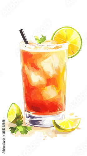 Alcoholic cocktail in margarita glass, vector illustration mocktail margharita cartoon icon isolated on white