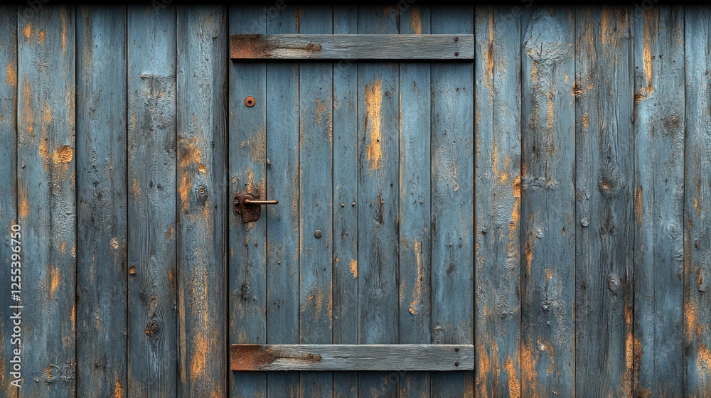 Rustic blue wooden door, weathered texture, rural shed, background Rustic blue wooden door, weathered texture, rural shed, background