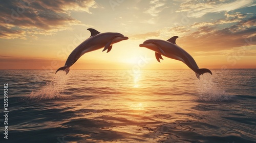 Dolphins Leaping at Sunset
