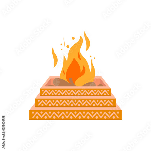 Yagna, Diwali, Hindu, Indian Symbol Illustration