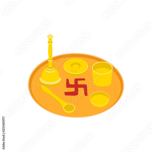 Pooja Thali, Diwali, Hindu, Indian Symbol Illustration