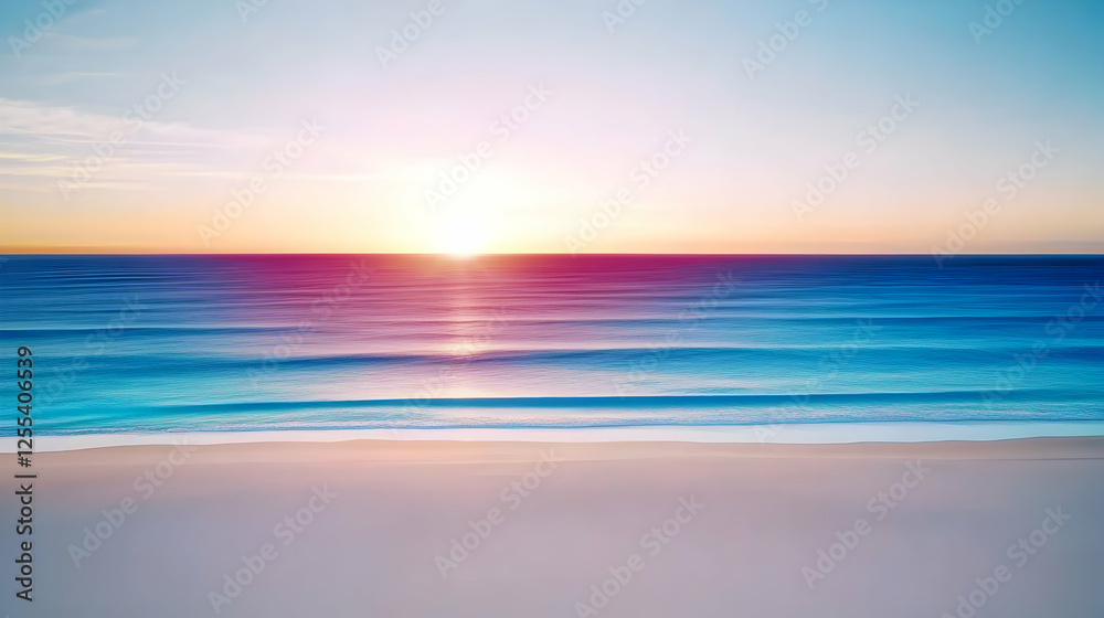 Obraz premium Tranquil ocean view at sunrise, creating a peaceful horizon, ideal for backgrounds, websites, or meditative content