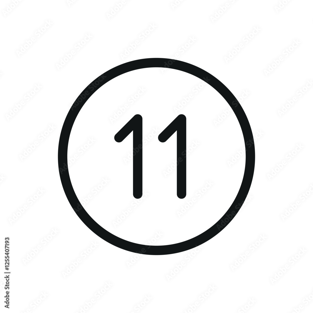 Billiard ball number 11 line icon, ball number eleven vector symbol with editable stroke Billiard ball number 11 line icon, ball number eleven vector symbol with editable stroke