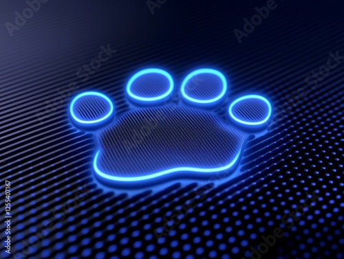 A glowing blue paw print on a textured dark background, suggesting themes of pets or wildlife. photo