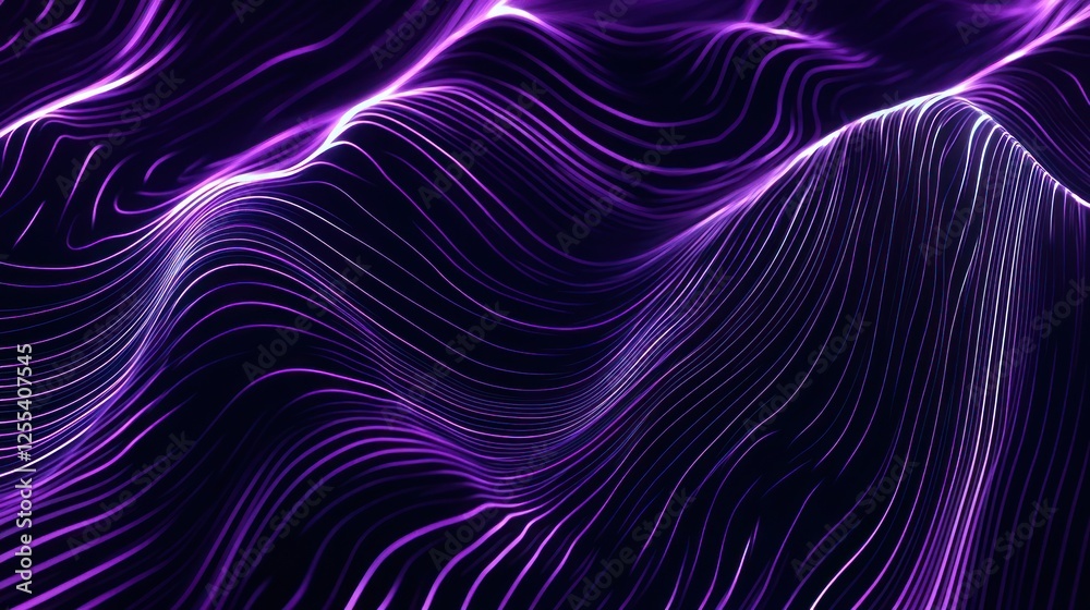 Abstract purple light wave pattern on dark background visually appealing Abstract purple light wave pattern on dark background visually appealing