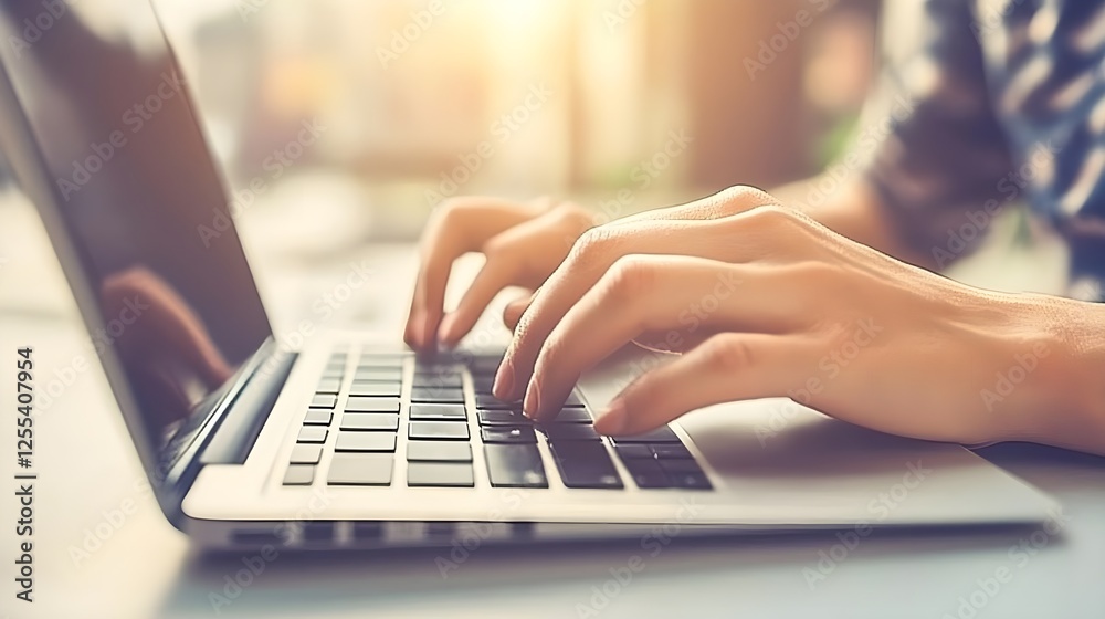 Recruiter Typing on a Laptop in an Office Recruiter Typing on a Laptop in an Office