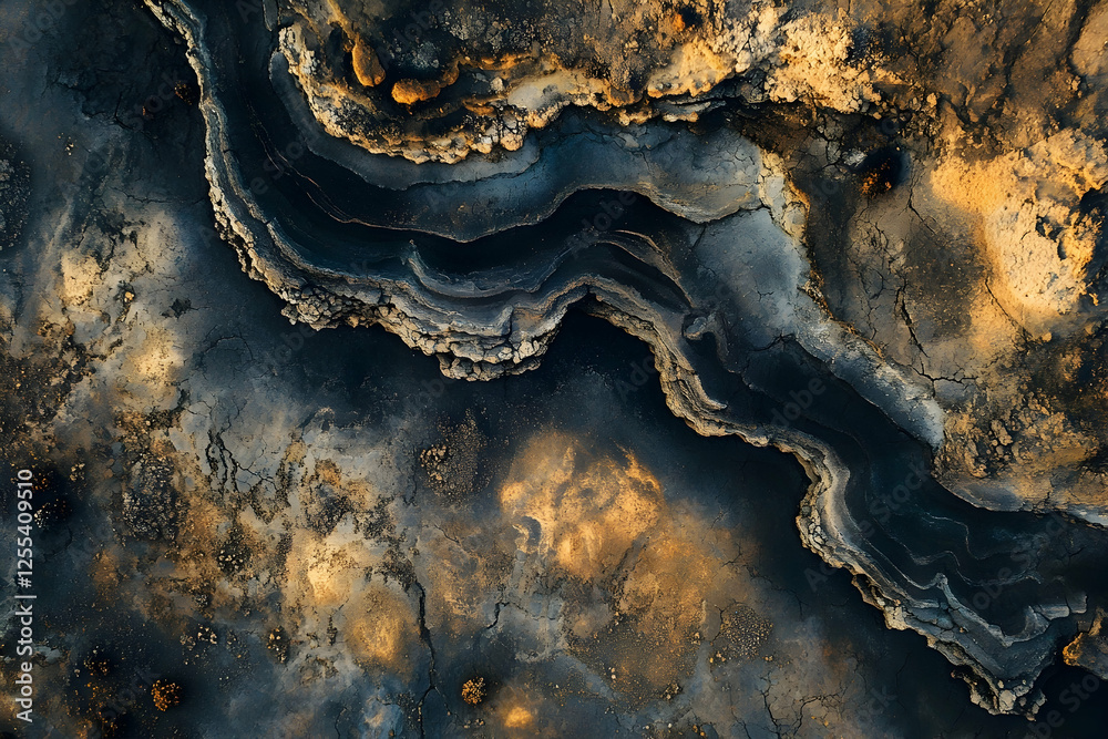 Drone aerial view of volcanic landscape for post-pandemic travel