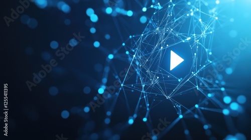 Abstract Play Button in a Digital Network