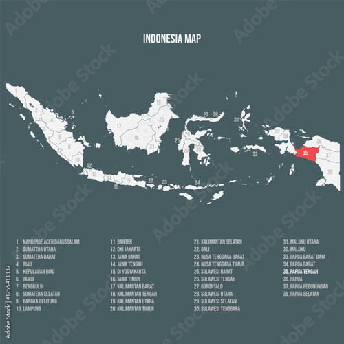 Indonesia Map with 38 Provinces - 