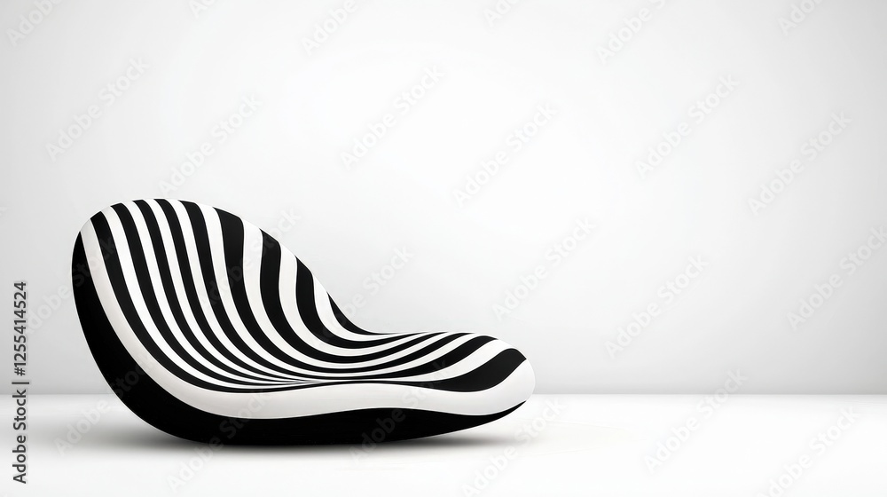 Elegant Black and White Curved Chair with Modern Design in Minimalist Interior Space Elegant Black and White Curved Chair with Modern Design in Minimalist Interior Space