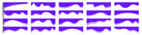 Set of purple wave separator headers, modern dividers shapes for top of the page website