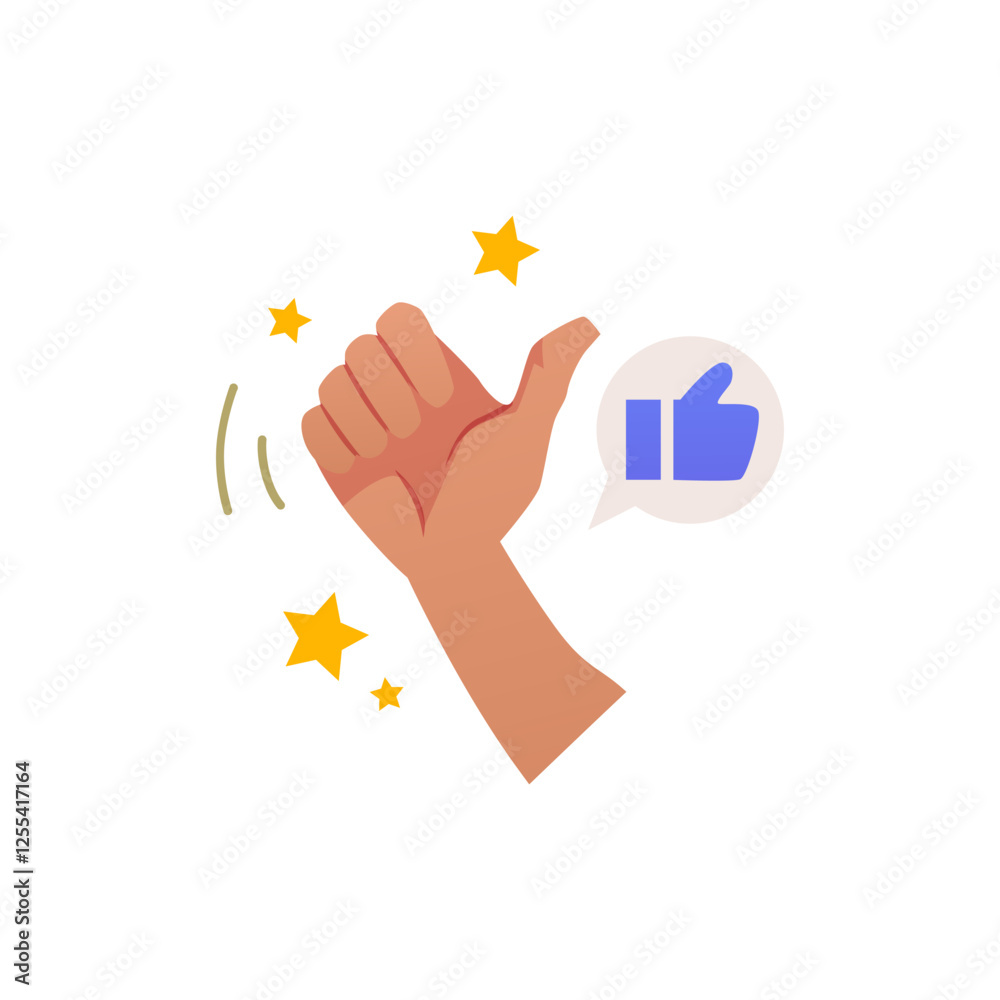 Thumb up hand gesture, like emoticon flat vector icon, approval emoji for social media, great feedback, ok sign message Thumb up hand gesture, like emoticon flat vector icon, approval emoji for social media, great feedback, ok sign message