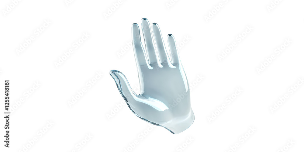 Transparent glass hand sculpture isolated on transparent background Transparent glass hand sculpture isolated on transparent background