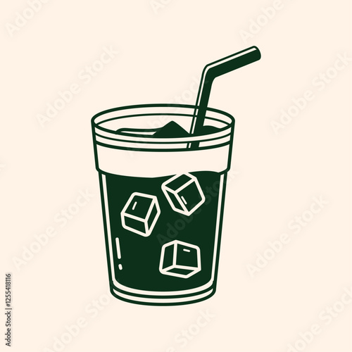 A refreshing iced drink with a straw, hand drawn style