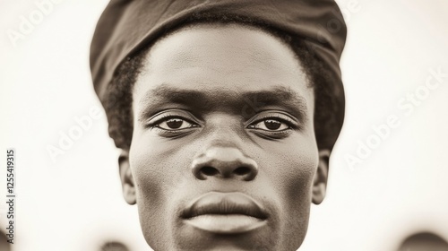 Timeless Heritage Powerful Black-and-White Portrait of a Freedom Fighter - Liberation Day, Social Justice Campaigns, Emotional Storytelling for Cultural Exhibitions photo