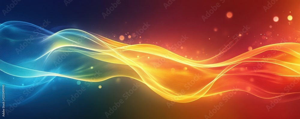 Colorful abstract waves with flowing light effects and bokeh highlights Colorful abstract waves with flowing light effects and bokeh highlights