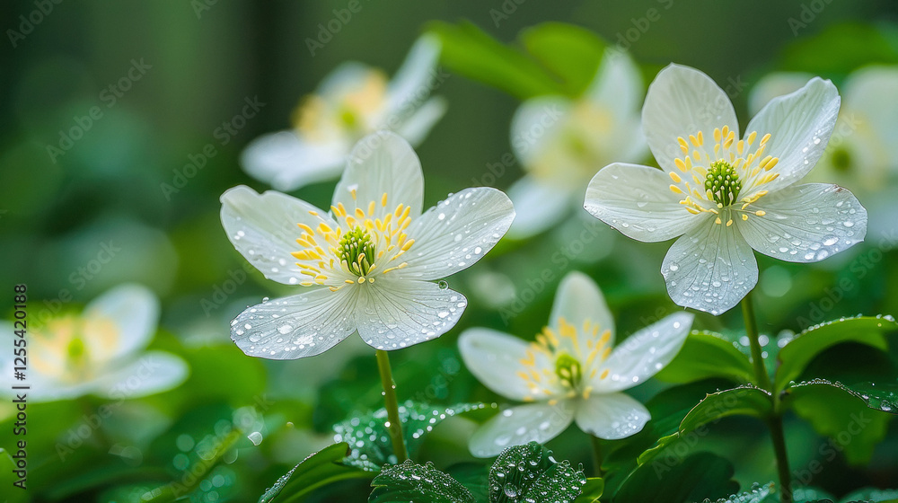 Obraz premium beautiful white flower with water drops