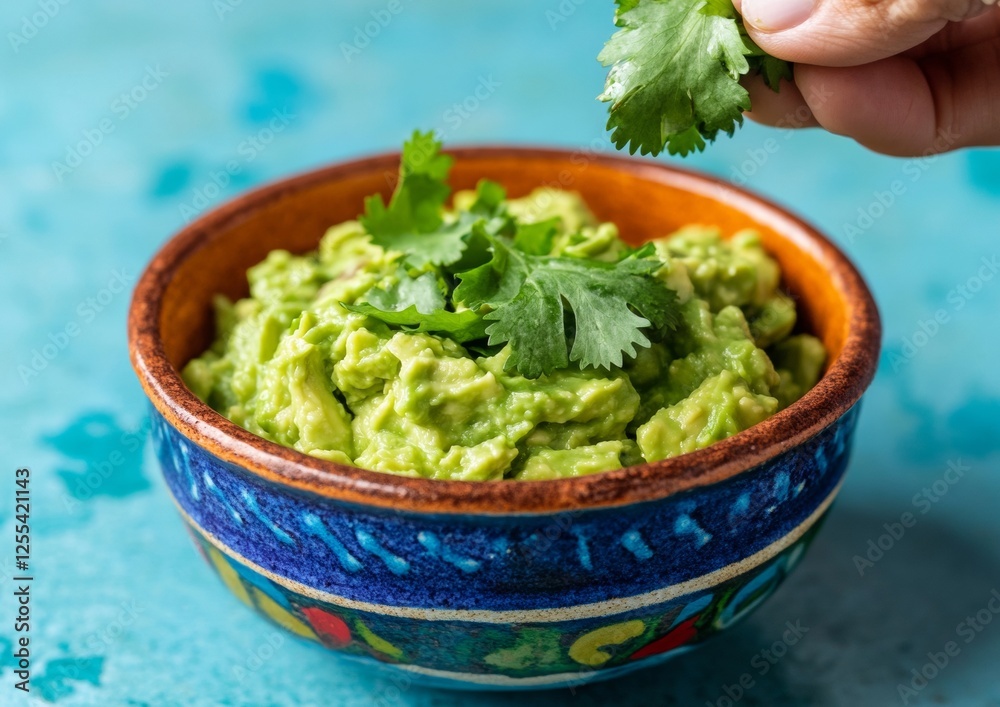Vibrant Cinco de Mayo Guacamole Chunky Avocado Delight with Cilantro in Colorful Pottery - Seasonal Party Catering and Cultural Celebrations for Contemporary Festive Dining Vibrant Cinco de Mayo Guacamole Chunky Avocado Delight with Cilantro in Colorful Pottery - Seasonal Party Catering and Cultural Celebrations for Contemporary Festive Dining