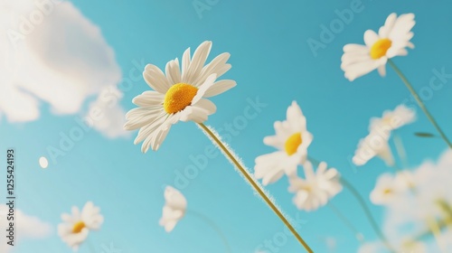 Vibrant Spring Equinox Elegance Fresh Daisies Dancing in the Breeze - Natural Textures for Sustainable Decor and Modern Event Ambience in Hospitality Marketing