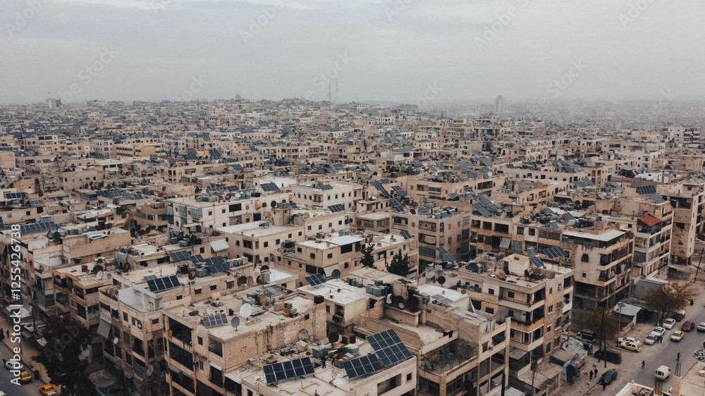 Aerial view of Aleppo City in Syria. Aerial view of Aleppo City in Syria.