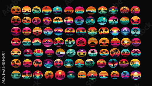Creative Summer and Sunset Bundle T-Shirt Design for Beach and mountrain Lovers, Adventure Seekers, and Sun-Chasers.