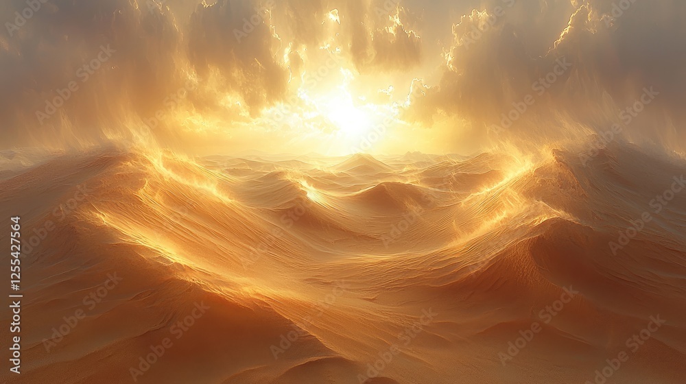 Fototapeta premium Golden Sands Desert Sunset Dramatic Sky