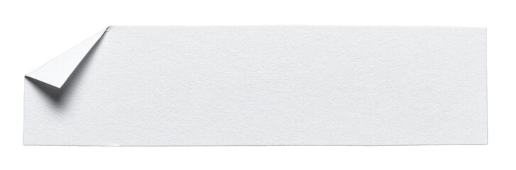 White piece of isolated cut out blank paper note cardboard with folded corner dog-ear earmark and copy space for text, transparent png background design element