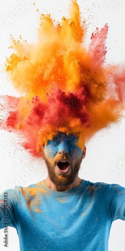 Vibrant Holi Hue Explosion Colorful Powder Celebration Imagery for Seasonal Marketing and Event Design in Springs Festive Promotions photo