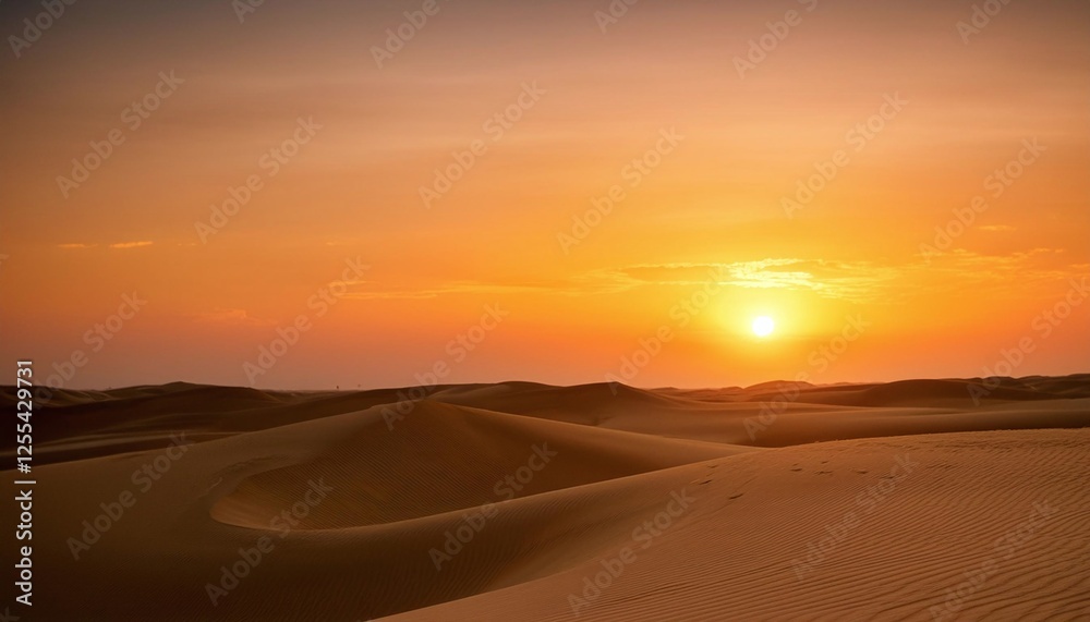 Golden Sunset Over Desert Dunes Golden Sunset Over Desert Dunes