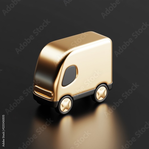 golden delivery van icon symbolizing fast and premium shipping services, perfect for e commerce and logistics visuals photo