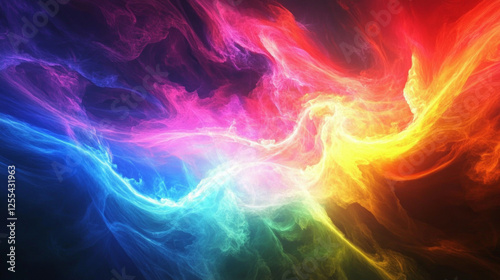 Vibrant swirling colors create a mesmerizing abstract artwork with energetic hues blending together in a captivating display