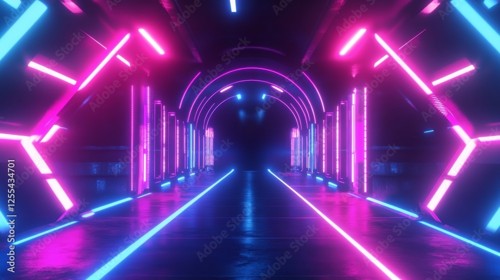Electrifying neon lights background with futuristic race track in dynamic motion blur style Electrifying neon lights background with futuristic race track in dynamic motion blur style