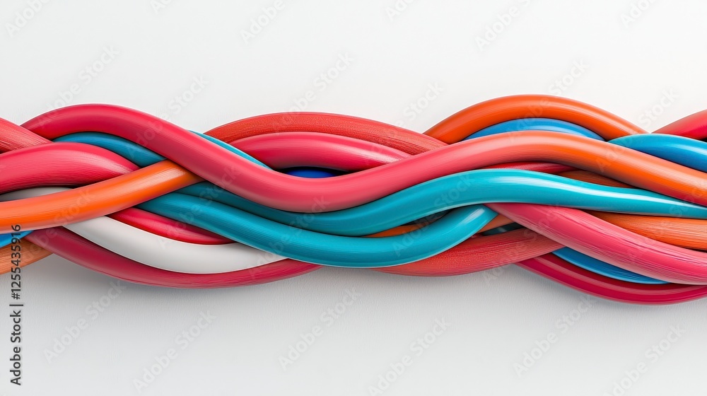 Colorful Interwoven Strands of Plastic in Vibrant Hues and Patterns Colorful Interwoven Strands of Plastic in Vibrant Hues and Patterns