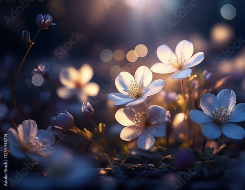  soft ldark spring abstract background with flowers Depth of Field  photo