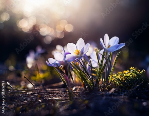 soft ldark spring abstract background with flowers Depth of Field