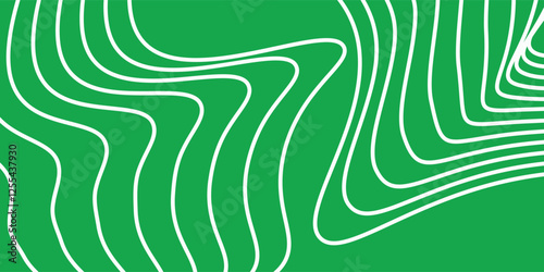 A seamless green vector background featuring abstract white contour lines forming fluid, wavy patterns. Ideal for modern design projects, presentations, illustrations. vector