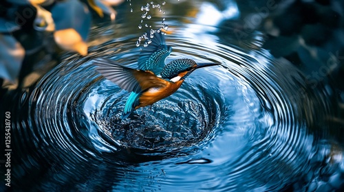 Vibrant Kingfisher Diving into Crystal Clear Water: A Stunning Moment of Nature's Beauty