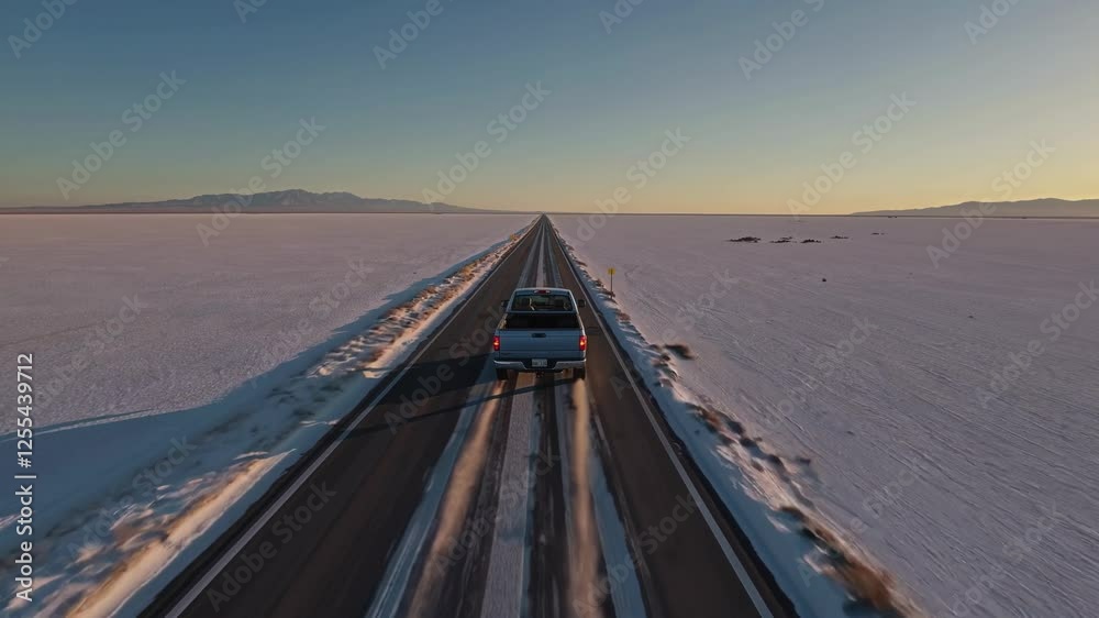 Pickup Truck Crossing Bonneville Salt Flats Pickup Truck Crossing Bonneville Salt Flats