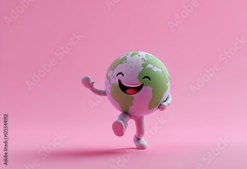 happy figure connecting a globe