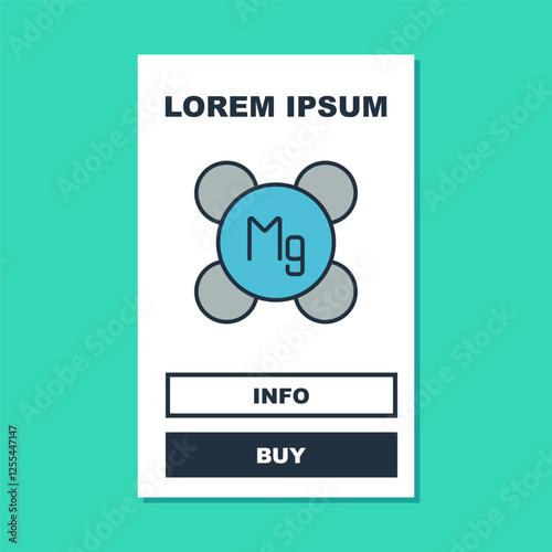 Filled outline Magnesium chemical element icon isolated on isolated on turquoise background. Vector